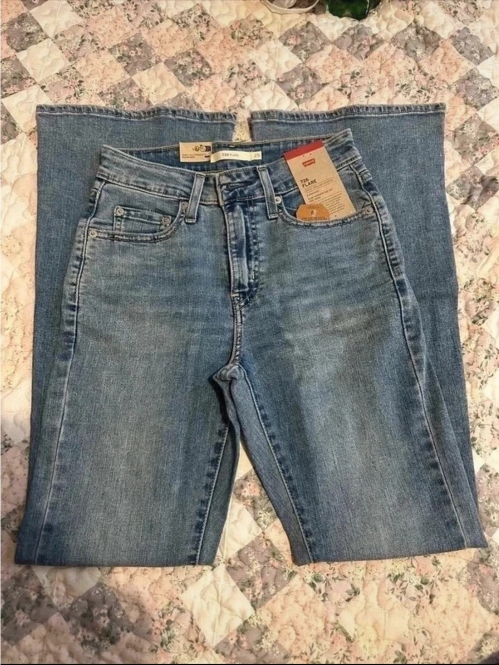 Levi's Women's 726 Mid Rise Waist Wide Flare Bell Bottom Denim Jeans